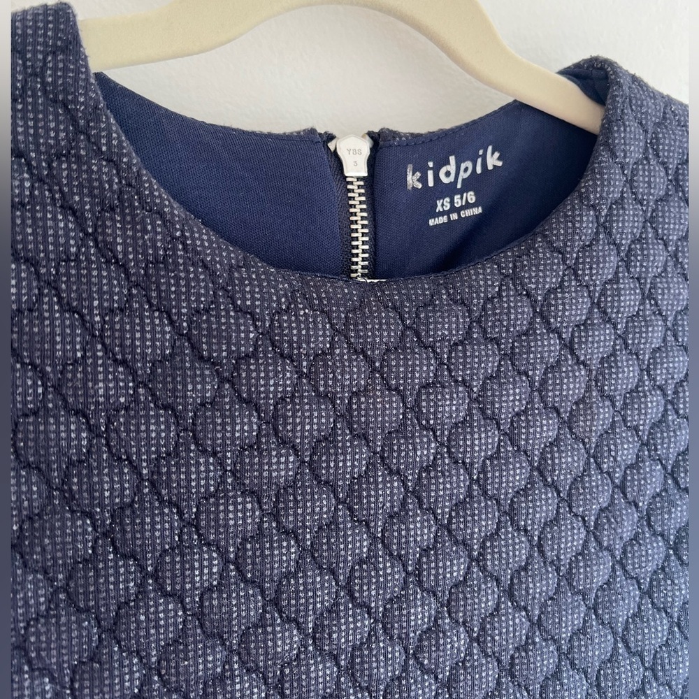 kidpik Navy Quilted Fit & Flare Skater Dress | Girls XS 5/6 - Picture 3 of 5